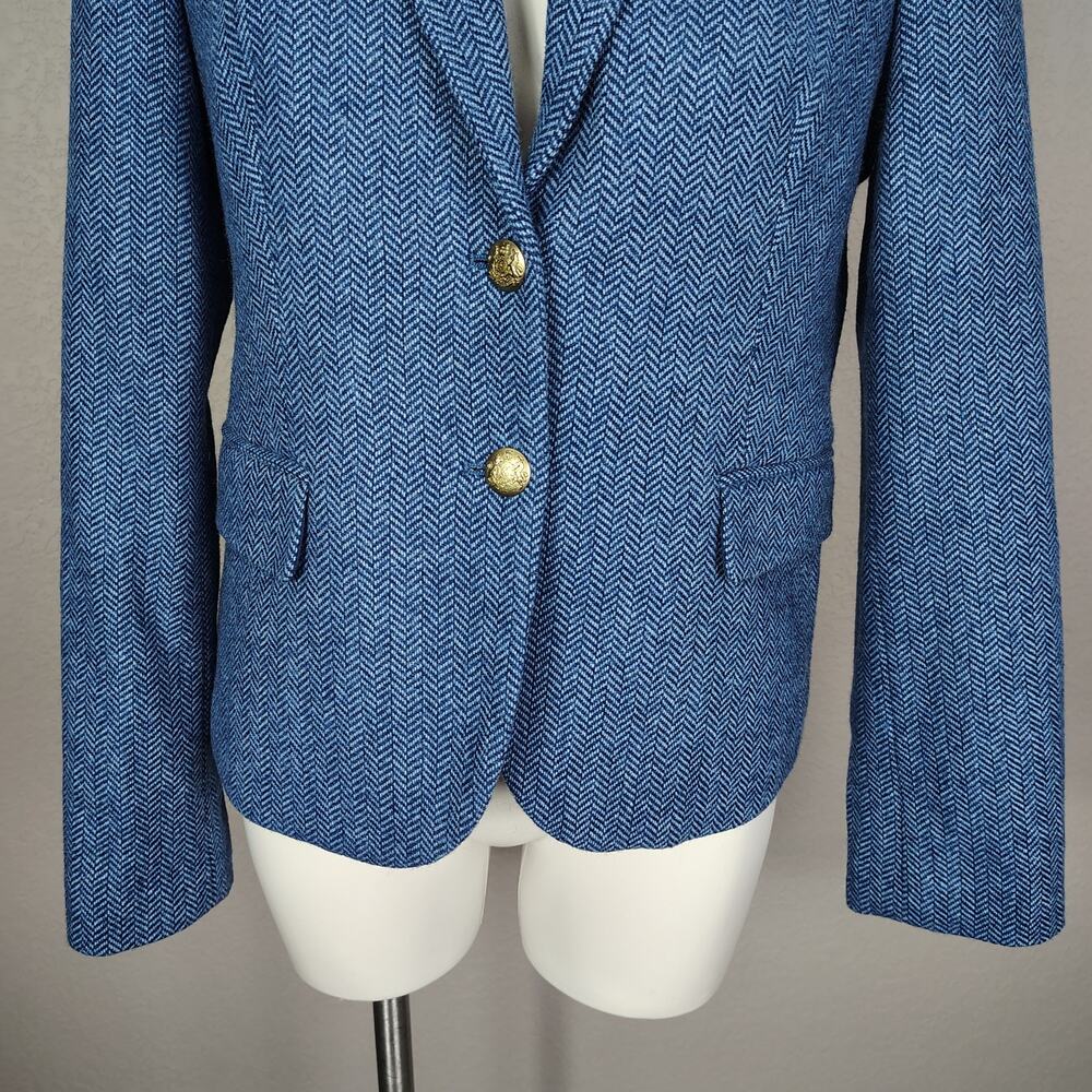 J.Crew Factory Herringbone Wool-blend Schoolboy Blue Blazer Size 10 - Picture 10 of 14
